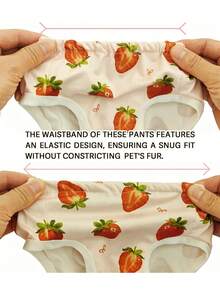 Pet Period-Specific Fruit Pattern Sanitary Pants Are Made Of Soft And Highly Elastic Milk Silk Fabric, Featuring A Cute Strawberry Pattern Design. They Are Period- And Anti-Disturbance Pants, Suitable For Small And Medium-Sized Pets - Red - View 6