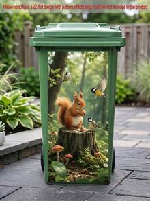 1pc Cartoon Squirrel Stickers, 37*82cm Self-Adhesive, Suitable For Plastic Surfaces, Removable, Home Decor, Applicable To Trash Cans, Walls, Bathrooms, Refrigerators, Smooth Surface, Fun Themed Decor, Cover Wall Imperfections - Squirrel - View 4