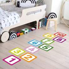 10pcs/Set Bright Color Plaid Number Floor Decorative Stickers - Waterproof, Self-Adhesive, Removable, Easy To Clean - Perfect For Inflatable Castles And Home Decor - Multicolor - View 11