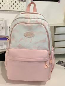 Cute Casual Backpack, College Style Large Capacity School Bag For University, Middle School, High School, Girls - Pink - View 3