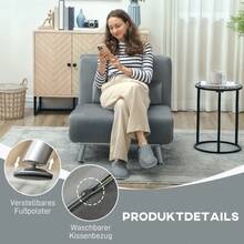 Silla Cama Plegable con Respaldo Ajustable, Color Gris Oscuro, Disponible en Sitio - Gris + poliéster - Ver 4