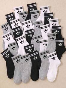 5/10/20 Pairs Random Black, White And Grey Kids Casual Sports Mid-Calf Socks, Suitable For Summer And Autumn, Perfect For Daily Wear And Back To School Season - Multicolor - View 1