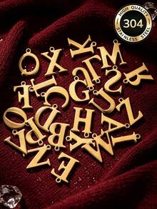 10Pcs 304 Stainless Steel 18K Gold Plated Letter Charms, Alphabet Initial Pendants For DIY Jewelry Making - Pendants - View 7