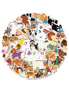 50pcs/Pack Cute Animal Pet Dogs Stickers, Decorative Decals For Notebook Luggage Phone Stationery Laptop Guitar Sticker - Multicolor - View 3