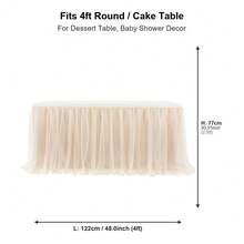 1pc Champagne Sheer Ruffle + Lining Table Skirt, Fits Rectangular And Round Tables - Perfect For Birthday Parties, Weddings, Bridal Showers, Cake Tables, And All Celebration Events - Champagne - View 9