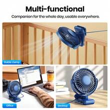 TOPK USB Clip-On Desktop Fan, Brushless Motor, Quiet Powerful Airflow, Strong Clip Ensures Secure Attachment, Stylish Design, Portable Cooling, High-Quality Structure, Mini Portable Personal Fan Suitable For Bedroom And Office - Multicolor - View 9