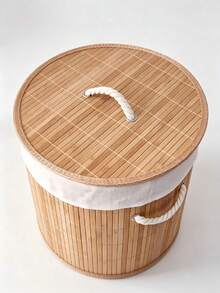 Round Rattan Laundry Basket With Lid, Large Breathable Woven Hamper With Detachable Liner & Rope Handles, Dustproof Clothes Storage Bin For Bedroom Bathroom Balcony, Perfect For Adult Family Daily Garment Sundry Organizing - Multiple Specifications - View 9