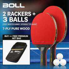 BOER A11 6‑Star Table Tennis Racket Set, 2Pcs All‑Wood Blade Ping Pong Paddles, Table Tennis Training Kit For Students & Amateur Players Daily Sports Practice - Multicolor - View 1