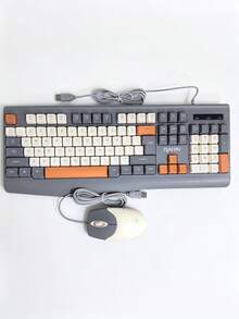 1 buah Kombo Keyboard & Mouse Berkabel R903, Tutup Tombol Blok Warna Tiga Warna, Sandaran Telapak Tangan Ergonomis Besar, Set Keyboard dan Mouse USB Plug and Play, Perangkat Periferal Komputer Universal untuk Kantor, Bisnis, Desktop, dan Laptop - View 8