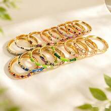 5/3/1pc Random Color & Style Vintage Boho Enamel Floral Leaf Bracelet Set Elegant Multicolor Metal Bangle Statement Jewelry For Women - Multicolor - View 6