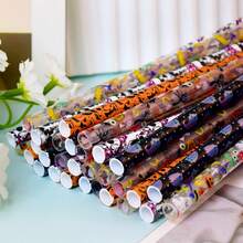 30pcs Halloween Straight Straws - Includes Pumpkin, Bat, Spider Web And Skull Patterns, Black And Orange Color Scheme, Suitable For Halloween Party Supplies And Birthday Decorations, Mixed Styles, Reusable Daily Straws - Multicolor - View 2