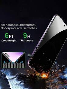 (4合1) 隱私螢幕保護貼，適用於 iPhone 14 Pro Max 6.7 吋，包含 2 片相機鏡頭保護貼，防偷窺鋼化玻璃膜，耐刮、觸控靈敏，適用於 iPhone 17、16 Pro Max、16+、16 Pro、15 Pro Max、15 Pro、15+、14 Pro、14+、13 Pro Max、13 Pro、13、12、11，黑色邊框，相容手機殼 - 黑色 - 查看 5