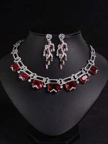 2pcs/Set Large Gemstone Jewelry Set, Luxurious Jewelry Set, Exaggerated Style Accessories, Women's Holiday Gift - Jewelry Sets - View 4