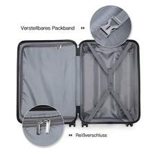 Zugelassener Kabinenkoffer 45x36x20 cm unter dem Sitz, 16 Zoll ABS-Hartschale mit 4 Spinnerrädern, Zahlenschloss und Teleskopgriff, leicht unisex Handgepäck für Geschäfts-, Wochenend- und Solo-Reisen - Korallenrosa-Schwarz - Übersicht 8