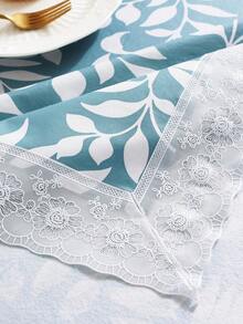 1pc Blue Printed PVC Plastic Tablecloth With Soft Flannel Backing, Waterproof And Oil-Proof, Easy To Wipe And Clean, Rectangular Durable Table Cover, Suitable For Camping, Indoor Daily Use And Outdoor Dining Table - Multicolor - View 5
