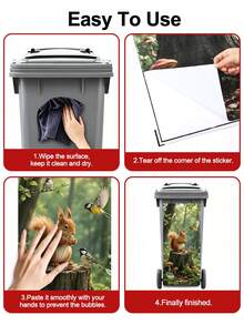 1pc Cartoon Squirrel Stickers, 37*82cm Self-Adhesive, Suitable For Plastic Surfaces, Removable, Home Decor, Applicable To Trash Cans, Walls, Bathrooms, Refrigerators, Smooth Surface, Fun Themed Decor, Cover Wall Imperfections - Squirrel - View 6