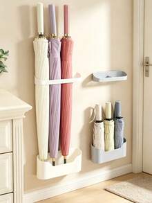1pc Self-Adhesive Wall-Mounted Umbrella Holder With Removable Drip Tray, Hollow Drainage Design Prevents Water Stains, Space-Saving Entryway Hallway Apartment Home Organization Wall Storage Rack Stand - Multicolor - View 7