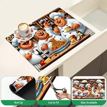 1pc Happy Chef Print Diatom Mud Kitchen Drain Mat, Absorbent Quick-Drying Non-Slip Coffee Machine Pad, Suitable For Kitchen Countertop, Dish Rack, Dining Table And Coffee Bar Decoration - Multicolor - View 6