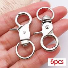 6pcs Metal Keychain Findings Star Heart Spring Rings Lobster Clasps Carabiner Clips Swivel Hooks For DIY Keychains Bag Charms Jewelry Making Supplies - Multicolor - View 11