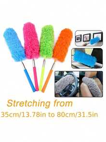 Ultra-Fine Microfiber Duster, Flexible Brush Head, Scratch-Resistant, Washable, Suitable For Office, Car, Computer, Air Conditioner Cleaning, Multi-Functional Dust Cleaning Tool, Telescopic Handle - A - View 5