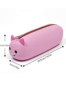 1 buah Tempat Pensil Silikon Kartun Hewan dengan Nama Kustom, Kantong Pensil Silikon dengan Resleting, Tas Teks Personalisasi, Tas Penyimpanan Alat Tulis Portabel, Hadiah Kembali ke Sekolah untuk Siswa - MultiWarna - View 3