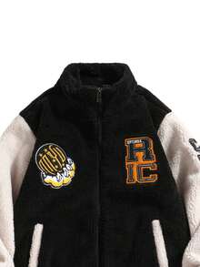 LEGEN DEER Men's Letter Pattern Zipper Casual Versatile Everyday Long Sleeve Jacket - Black - View 3