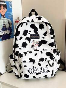 1 pièce Sac à dos personnalisé de retour à l'école, mode vintage, grande capacité, imprimé zèbre, léopard, vache, fermeture éclair, matériau nylon, bretelles réglables, poignée de transport, convient pour l'école, les déplacements, les courses, les voyages en plein air, l'utilisation quotidienne. Cadeau d'anniversaire. - Multicolore - Voir 33