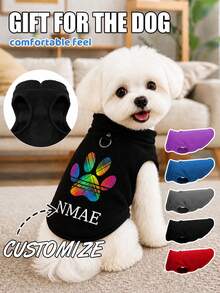 【客製化】寵物專屬訂製貓狗背心 T-shirt,舒適可愛熱轉印彩色狗爪設計,適合狗狗的完美禮物,柔軟舒適保暖 - 彩色 - 查看 2