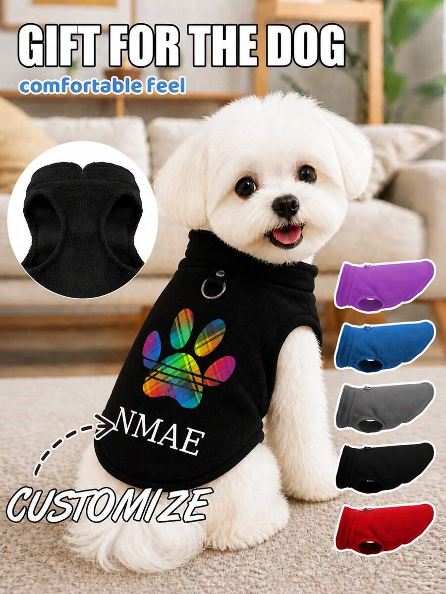 【客製化】寵物專屬訂製貓狗背心 T-shirt，舒適可愛熱轉印彩色狗爪設計，適合狗狗的完美禮物，柔軟舒適保暖