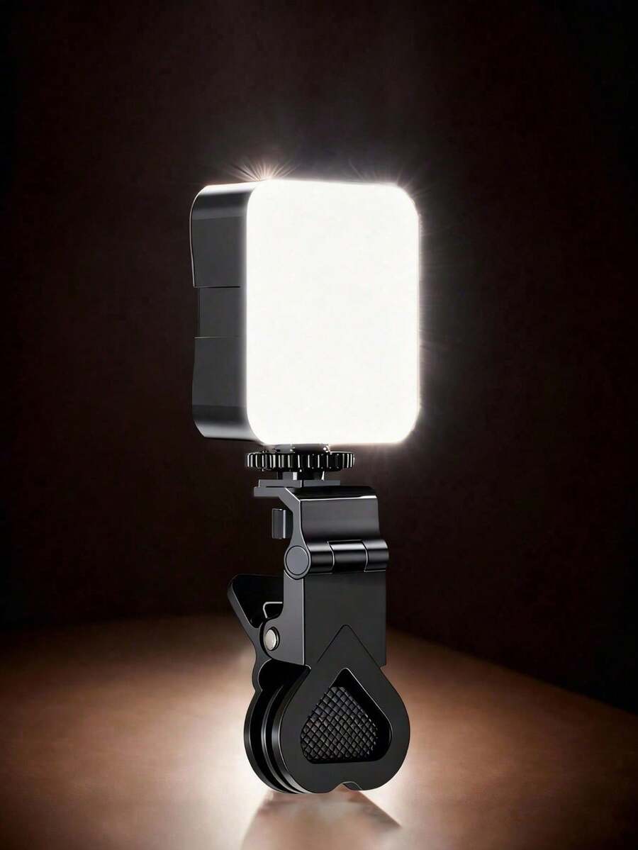 Borriig 1pc Portable Mini Clip-On Fill Light, Selfie Ring LED Light, Adjustable Brightness LED Video Light, Suitable For Camera And Camcorder Vlogging, Can Be Used For Photo Selfie, Video Recording, Zoom Meeting, Interview, Live Streaming, Vlog, Family Gathering, Christmas Party Shooting, Also Suitable For Handheld Selfie And Outdoor Activities - Black - View 1