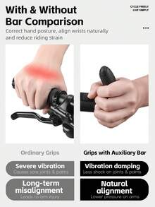 WEST BIKING 1Pair Widened Bike Handlebar Grips Built In Auxiliary Bar Rotatable Adjustable Design Anti Slip Shock Absorbing Cycling Handlebar Grips Comfortable Fatigue Relief Road Bike MTB Handlebars Cycling Accessories - Multicolor - View 2