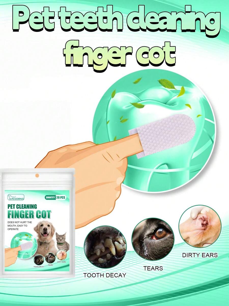 Pet Dental Cleaning Finger Sleeve, Dog And Cat Plaque And Tartar Removal Oral Care
