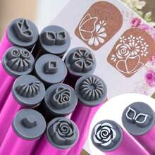 Caneta de Carimbo para Arte de Unhas, Universal para Casa, Salão de Unhas, Salão de Massagem nos Pés, Ponta de Silicone Substituível, Modelo Floral Borboleta em Formato de Coração, Arte de Unhas DIY, Adequado para Iniciantes - Multicolorido - Visão 2