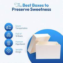 FALGUN White Cake Boxes - 12 Inch Square With Lid (Pack Of 10) - 10 Inch - View 2