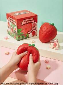 1 pieza Juguete antiestrés de fresa grande para apretar, bola de harina realista con forma de fruta para desahogo y bromas - Multicolor - Ver 9