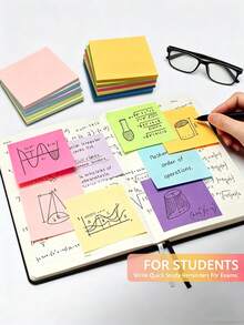 8pcs Square Self-Adhesive Memo Pads, Fluorescent Colorful Sticky Notes, Student Note Strips, Reusable, Aesthetic Macaron Bright Solid Color Minimalist Design, Premium Thick Paper Material, Strong Adhesion Firm Attachment Without Peeling, Back To School Supplies - one-size - View 5
