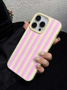 手機殼：時尚極簡個性化黃色與粉色條紋手機殼，防滑防摔保護殼，適用於 iPhone 18/18Pro/18ProMax/17/17Pro/17ProMax/16/16Pro/16ProMax/15/15Pro/15ProMax/14/13/12/11，法式美學軟 TPU 保護殼，專為女性設計 - 黃色 - 查看 5