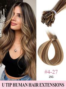 U Tip Hair Extensions Human Hair Extensions Straight Real Human Hair Keratin Extensions Invisible Festival Concert Accessories Summer Travel Holiday Essentials Hair Pieces Hair Care Self Care For Daily - S4/27 - View 1