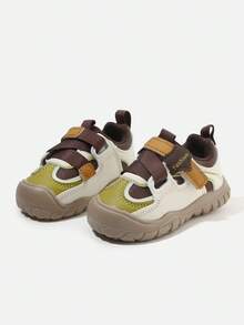 1 Pair Unisex Toddler Color Block Outdoor Hook&Loop Sneakers, Anti-Collision Anti-Slip Sole, Casual Walking Shoes(Size By Insole Cm) - Khaki - View 7