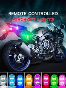 2/4/6 piezas Luces decorativas LED inalámbricas, Luces estroboscópicas LED, Tira de luz interior de coche RGB con control remoto, Luces decorativas recargables USB-C para coche, motocicleta, dron y bicicleta - A - Ver 4