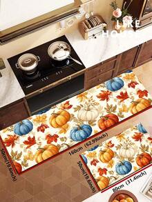1/2 piezas Alfombra de cocina con calabazas multicolor para Acción de Gracias, alfombra y tapete de cocina de otoño, antideslizante, lavable y absorbente, accesorios de decoración de cocina, ¡la mejor decoración para Acción de Gracias! - Multicolor - Ver 16
