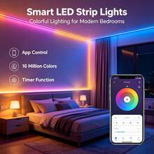 Smart LED Light Strip With Remote Control, RGB LED Light Bar, USB Powered, Timer Function, Adjustable Brightness And Music Sync Color Modes, Multiple Lighting Effects, Suitable For TV Backlight, Room, Living Room, Holiday Party, Halloween Decoration - TY-c-44K-b-m-b - View 6