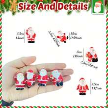 2pcs Christmas Mini Decorations, Mini Santa Claus Resin Figurines, Christmas Party Decor Supplies (Random Color) - Multicolor - View 3