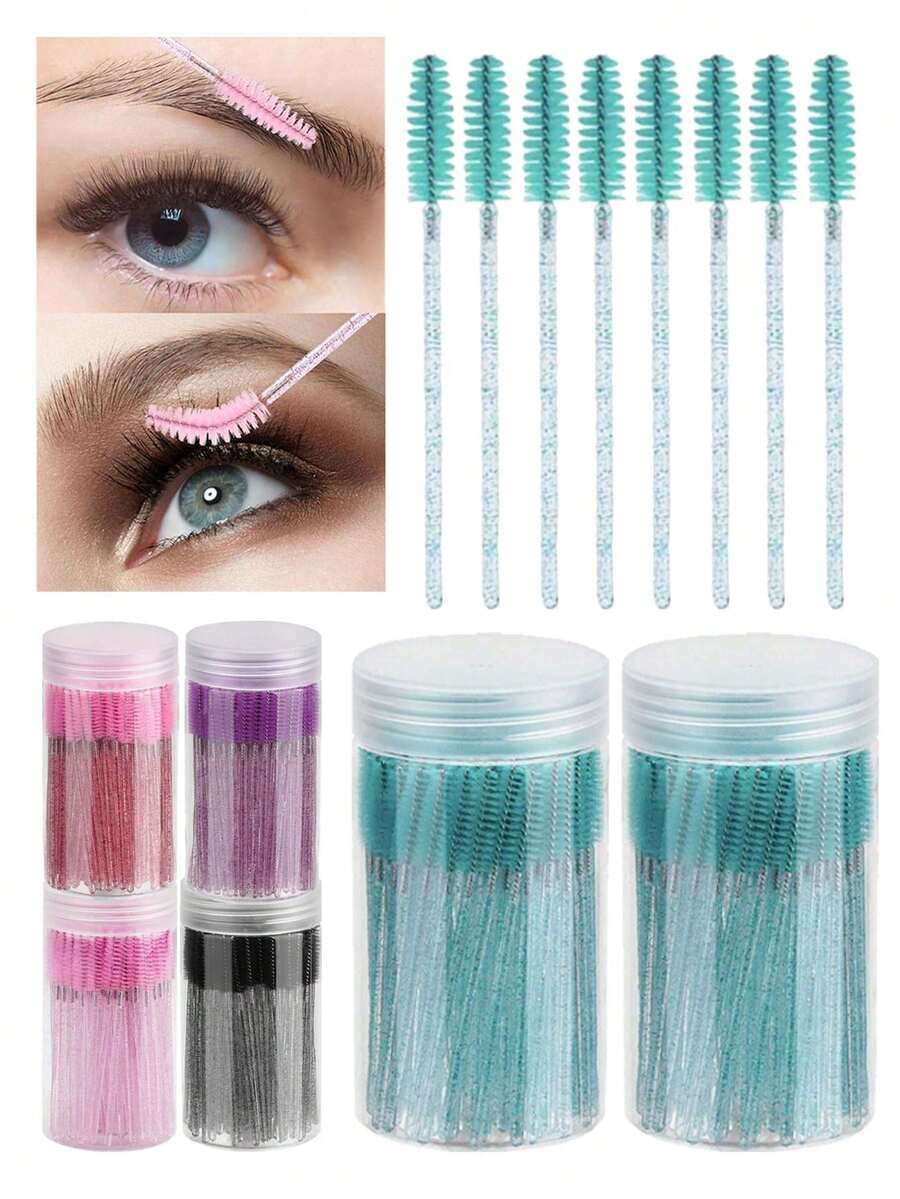 50/100pcs Eyelash Brushes, Suitable For Eyelash Extensions, Eyebrows And Makeup, Crystal Color, 7 Colors Available (Colorful) - Multicolor - View 1