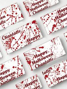 Personalized Custom Name Blood Splatter Paper Suitable For Halloween - Creepy Red Blood Splash Sheets With Editable Name Text, A3 Size For DIY Crafts, Gothic Table Decor, Gift Wrapping & Horror Party Backdrops - Adult Spooky Supplies - Multicolor - View 7