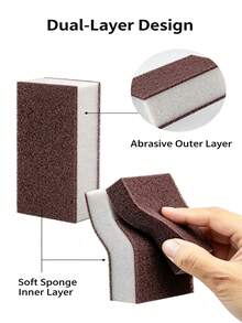 3pcs Magic Sponge Erasers: Easily Clean Stoves, Pots And RVs With Artificial Diamond And Silicon Carbide Brushes! - Brown - View 5