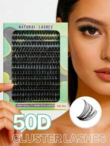 Waloshow 14 Rows 50D 0.05mm Fine Hot Melt Cluster False Eyelashes 9-16mm Mixed Length Faux Mink Hair Eyelash Extensions 3D Russian Volume Single Cluster Eyelashes For Makeup Black Eyelashes Purple Box - DD - View 5
