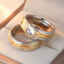 DIYCCPC Bohemian Style Vintage Zirconia Wide Ring Set (2pcs), Unisex Dual-Color Rings, Suitable For Daily Wear, Parties, Festivals - Multicolor - View 6