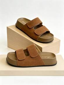 Zapatos de mujer Zapatos planos de mujer Sandalias de verano para mujer Sandalias elegantes de mujer Sandalias planas de mujer Sandalias de mujer Sandalias lindas Chanclas Sandalias planas con cierre de gancho y bucle Zapatos de mujer Sandalias color caqui Zapatos planos versátiles Sandalias de playa Suela blanda Punta abierta Pantuflas de verano Zapatos de mujer Zapatos para compras y uso al aire libre Pantuflas Pantuflas de verano - Caqui - Ver 3