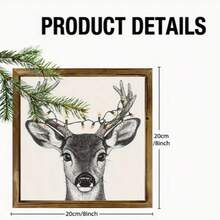 1pc, Rustic Minimalist Style Winter Christmas Reindeer Wooden Hanging Sign, 8x8 Inches, For Home Office, Farmhouse Desktop Decor Sign And Plaque, Christmas Decoration, 2D - Wooden Ornaments - View 7